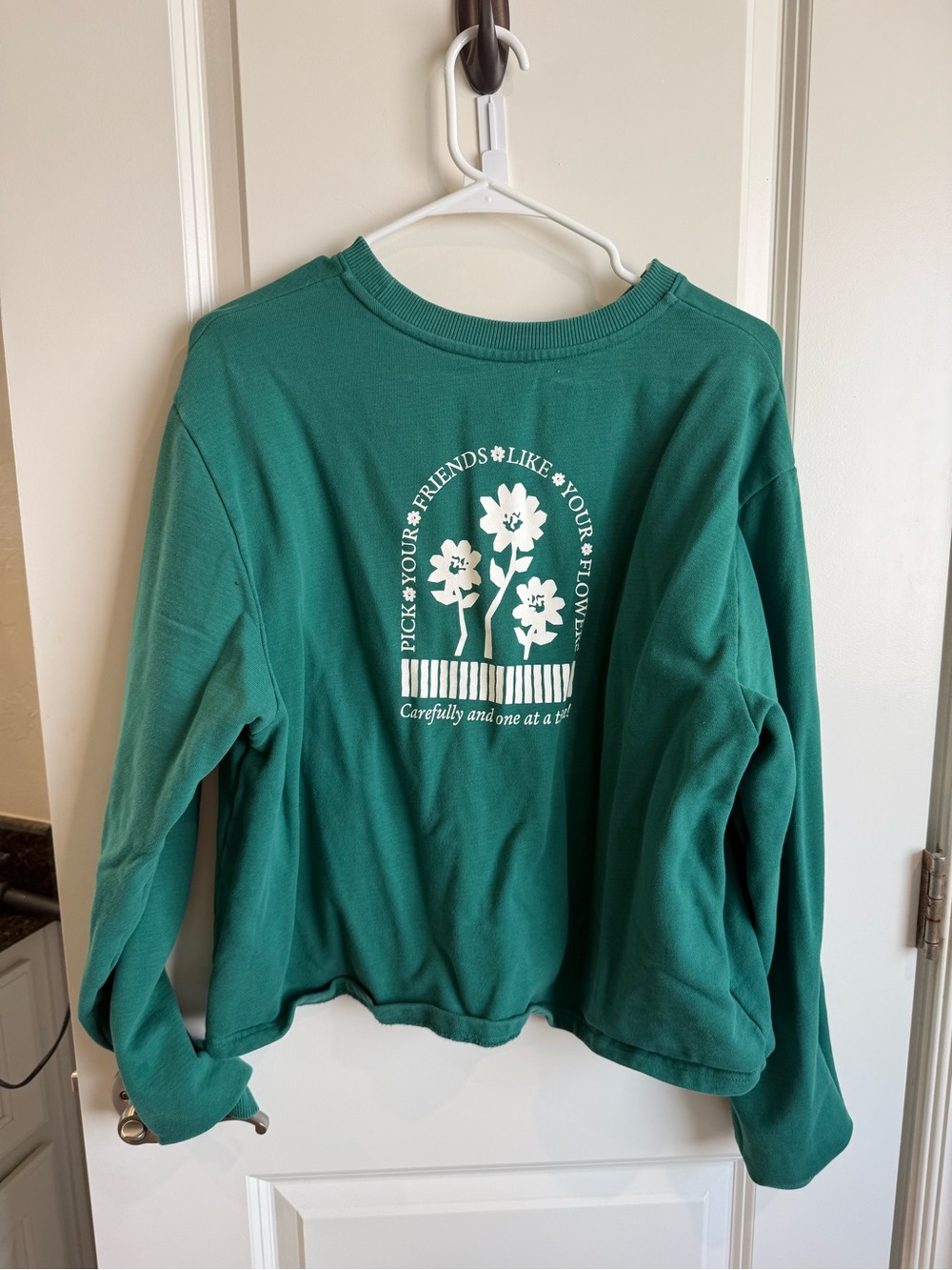 Outdoor Voices Teal Green Graphic Pullover Sweatshirt